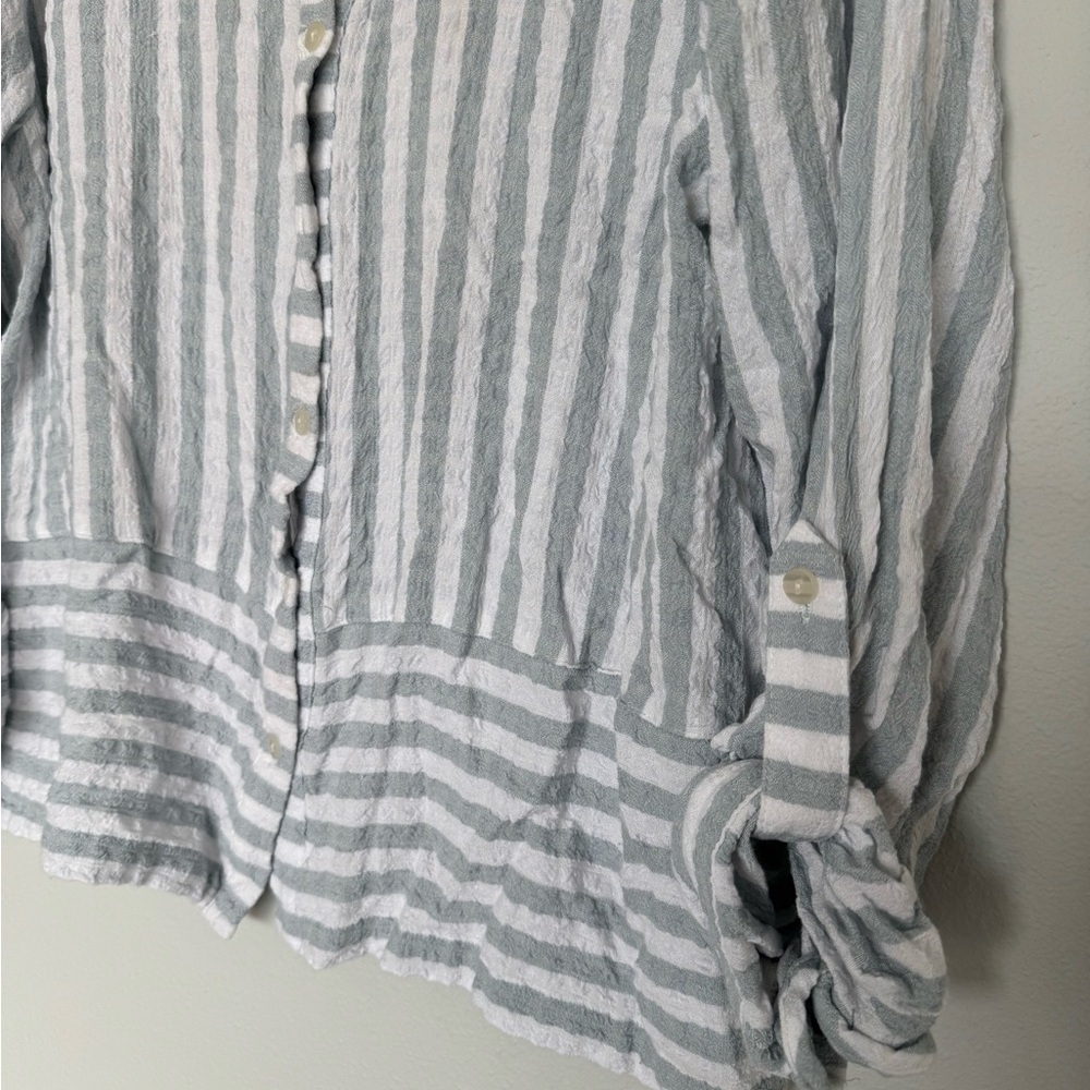Jane + Delancey Women's Striped Button Coastal Nautical Beach Shirt Size Small - Picture 4 of 7